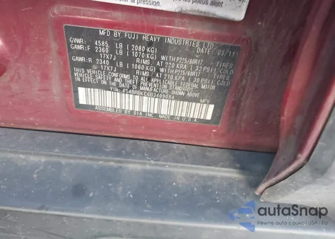 2011 Subaru Outback 2.5I Limited from USA, damaged, VIN 4S4BRBKC6B3409084